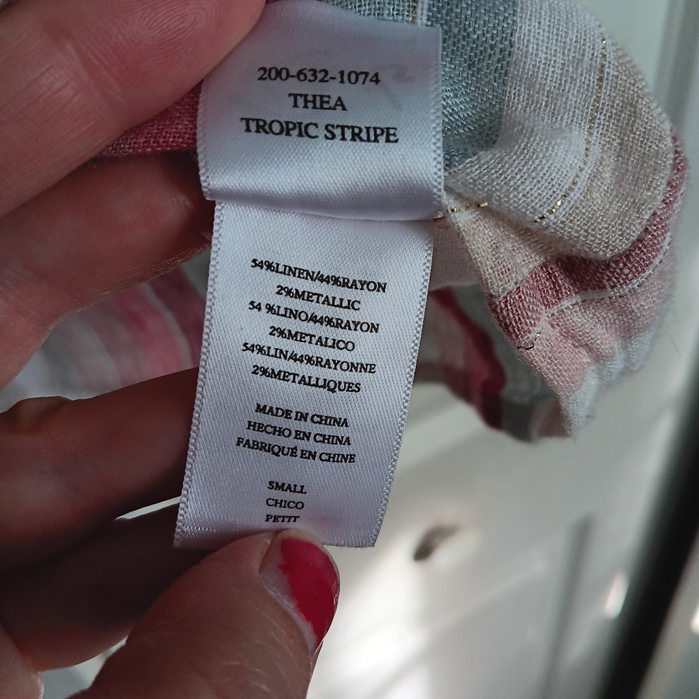 Rails Thea Linen Tie Top In Tropic Stripe. Size S. - image 8